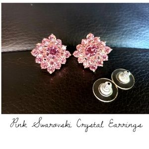 Pink Swarovski Crystal Stone Earrings